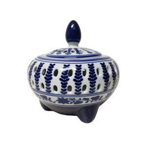 00s Bombay blue and white porcelain potpourri bowl with lid